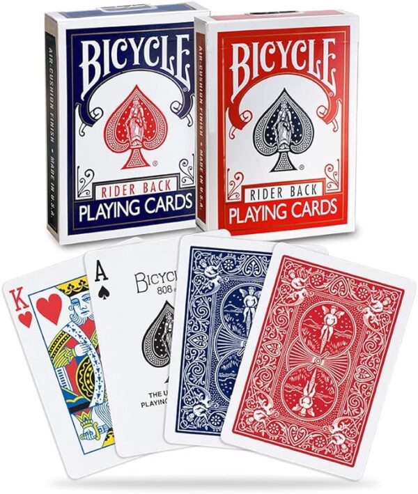 Rider Back Playing Cards, Standard Index, Poker Cards, Premium Playing Cards, Red & Blue, 2 Count